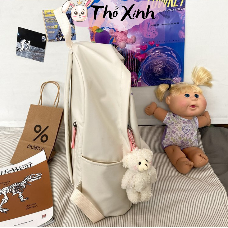 Balo nữ đi học đi chơi xinh xắn cute màu trơn họa tiết vẽ tay thời trang ulzzang màu sắc tươi vui nhiều ngăn TX10