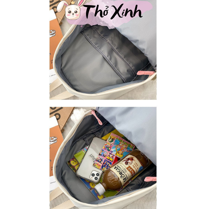 Balo nữ đi học đi chơi xinh xắn cute màu trơn họa tiết vẽ tay thời trang ulzzang màu sắc tươi vui nhiều ngăn TX10