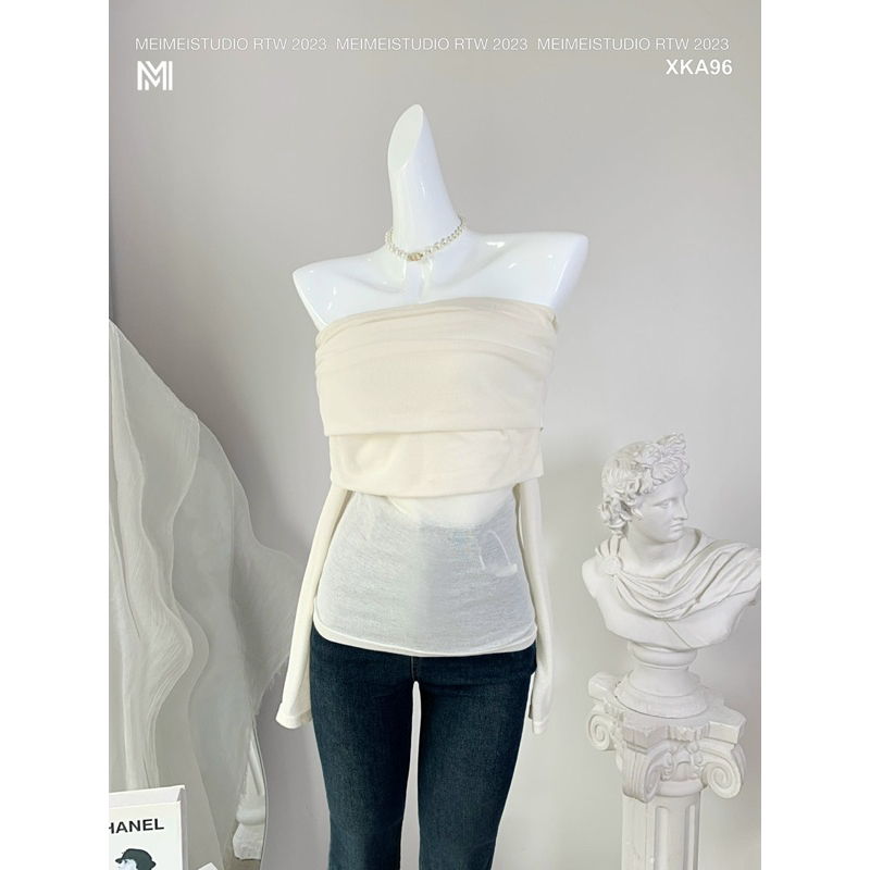 Áo len trễ vai dúm