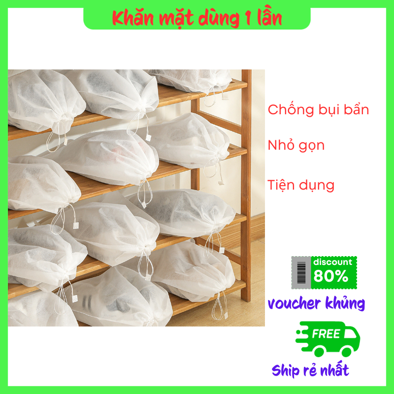 Túi đựng giày, túi rút đựng giày bằng vải không dệt chống bụi bẩn nấm mốc, tiện lợi