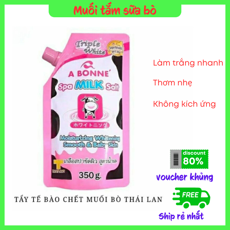 Muối bò, muối tắm sữa bò tẩy da chết Abonne Thái Lan giúp giảm thâm, làm trắng da khu vực kín
