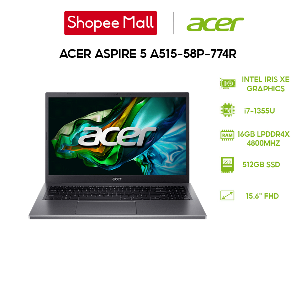 Laptop Acer Aspire 5 A515-58P-774R i7-1355U | 16GB | 512GB | Intel UHD Graphics | 15.6' FHD | Win 11