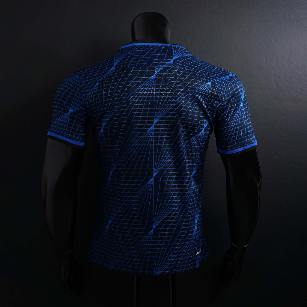 Player Chelsea Leaguestore - áo đá bóng sân khách 23-24 màu xanh hoạ tiết vải dệt Dryfitadv form âu