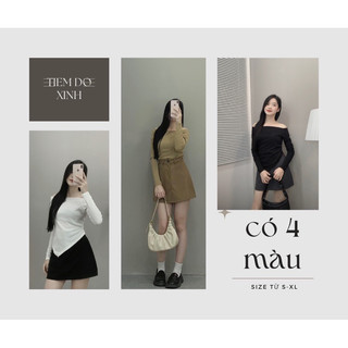 Áo lệch vai dài tay nữ cổ thuyền bigsize, áo lệch vai dài tay nữ cổ thuyền bigsize