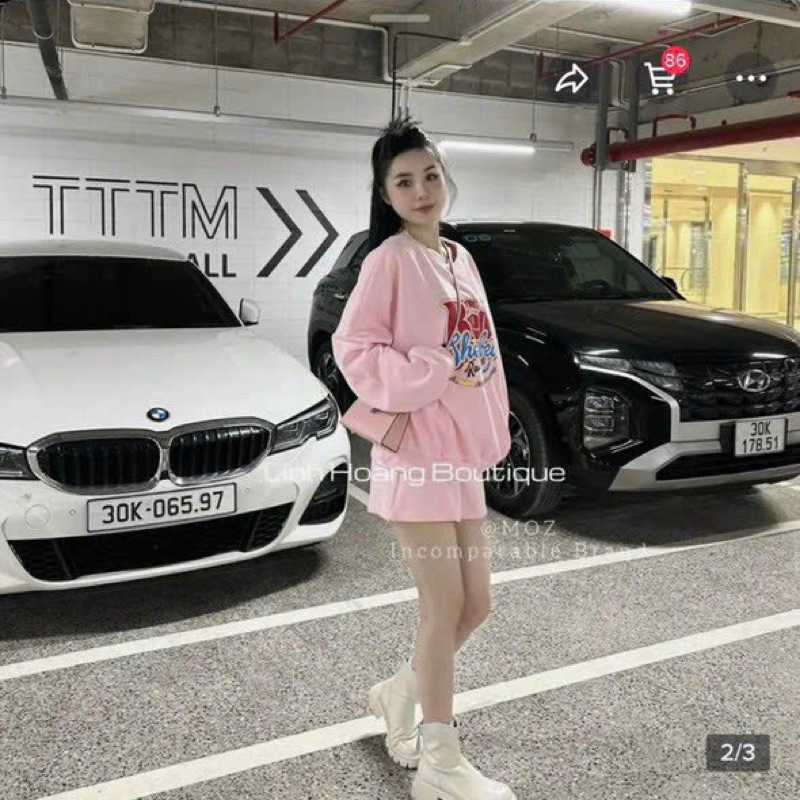 Set áo tay dài hoạ tiết kèm chân váy chữ A