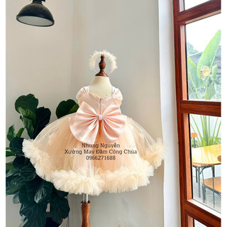 Váy CC hoa rơi tùng xù Đầm Công Chúa Cho Bé Gái Cao Cấp tặng Kèm Cài Đầu Cute