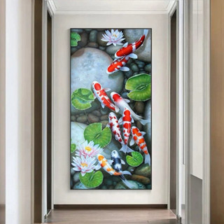 tranh thêu cửu ngư. 60*110CM 11CT