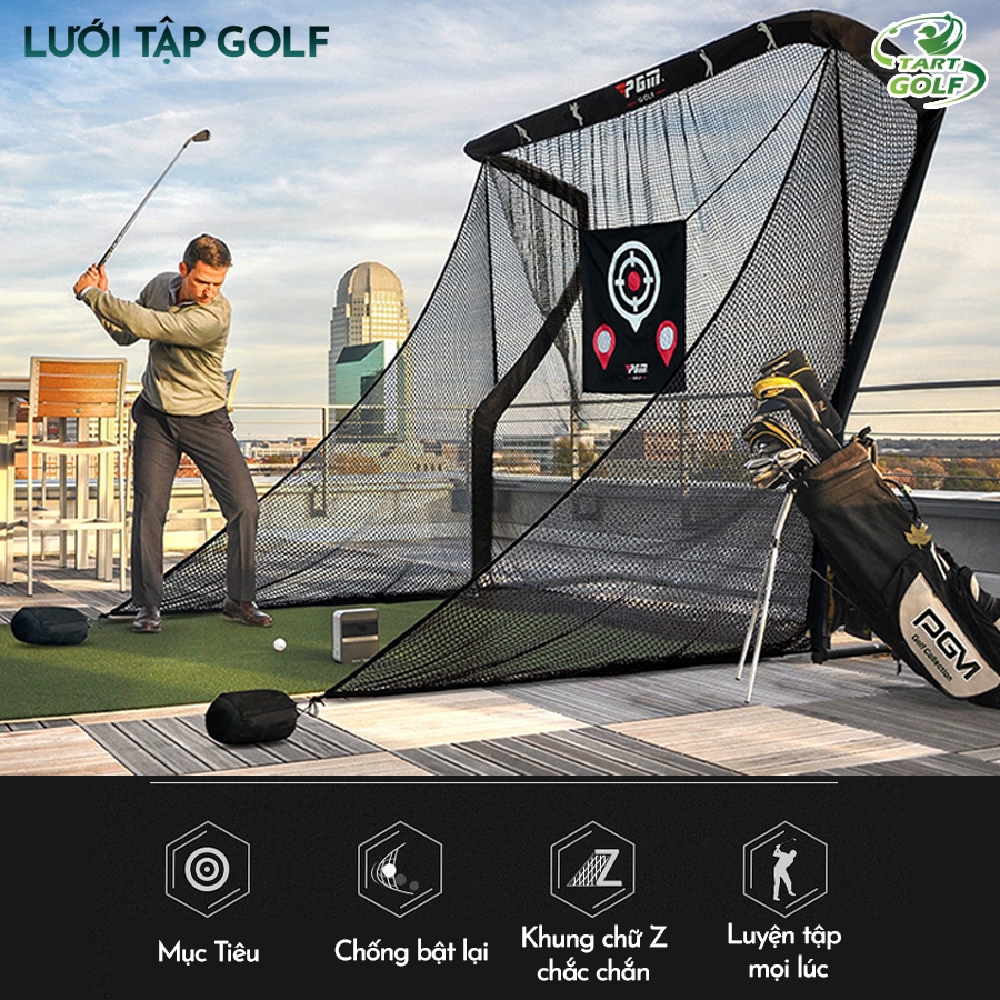 Lưới Tập Golf, Lưới Tập Swing PGM, Lưới Tập Golf Tại Nhà, Tại Văn Phòng, Lưới Golf Khung Sắt Chắc Chắn, Bền Bỉ