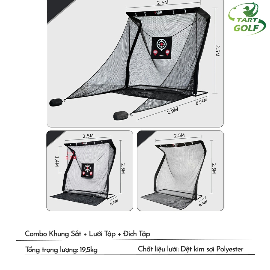 Lưới Tập Golf, Lưới Tập Swing PGM, Lưới Tập Golf Tại Nhà, Tại Văn Phòng, Lưới Golf Khung Sắt Chắc Chắn, Bền Bỉ