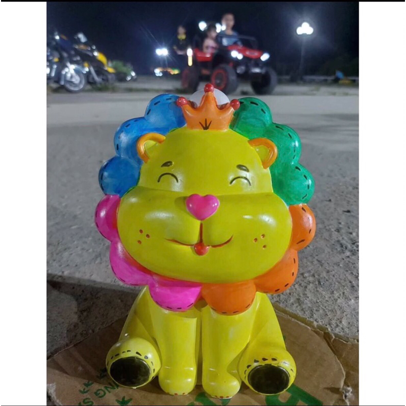 Tượng Tô Màu Sư Tử Hoa Thạch Cao Size To 15-25cm