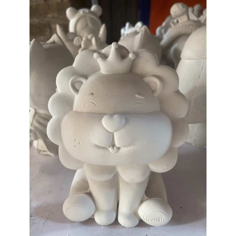 Tượng Tô Màu Sư Tử Hoa Thạch Cao Size To 15-25cm