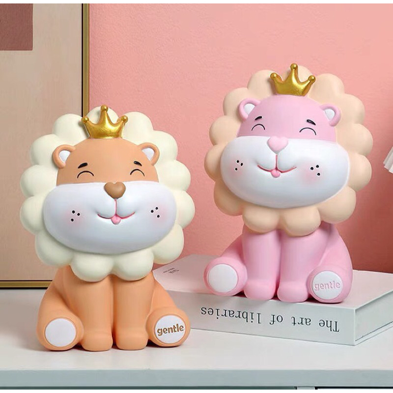 Tượng Tô Màu Sư Tử Hoa Thạch Cao Size To 15-25cm