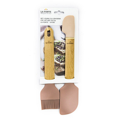 Set 2 Dụng Cụ Làm Bánh La Fonte – Cây Vét Bột & Cọ Silicone, Nhiều Màu