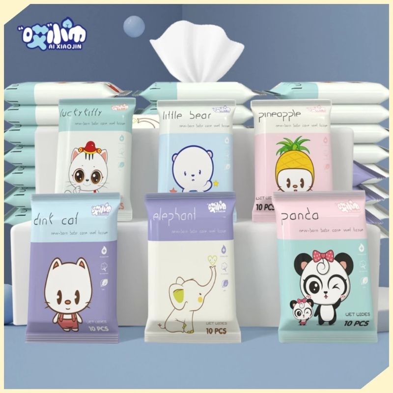 Gói 10 Khăn Ướt Mini Bỏ Túi Hàng Nội Địa Trung - Khăn Giấy Ướt Trẻ Em, Trẻ Sơ Sinh _ tiện lợi khi du lịch