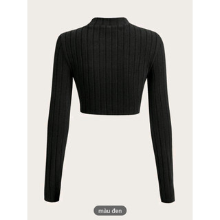 ( ORDER SHEIN ) Áo thun croptop tay dài basic cắt xẻ cá tính