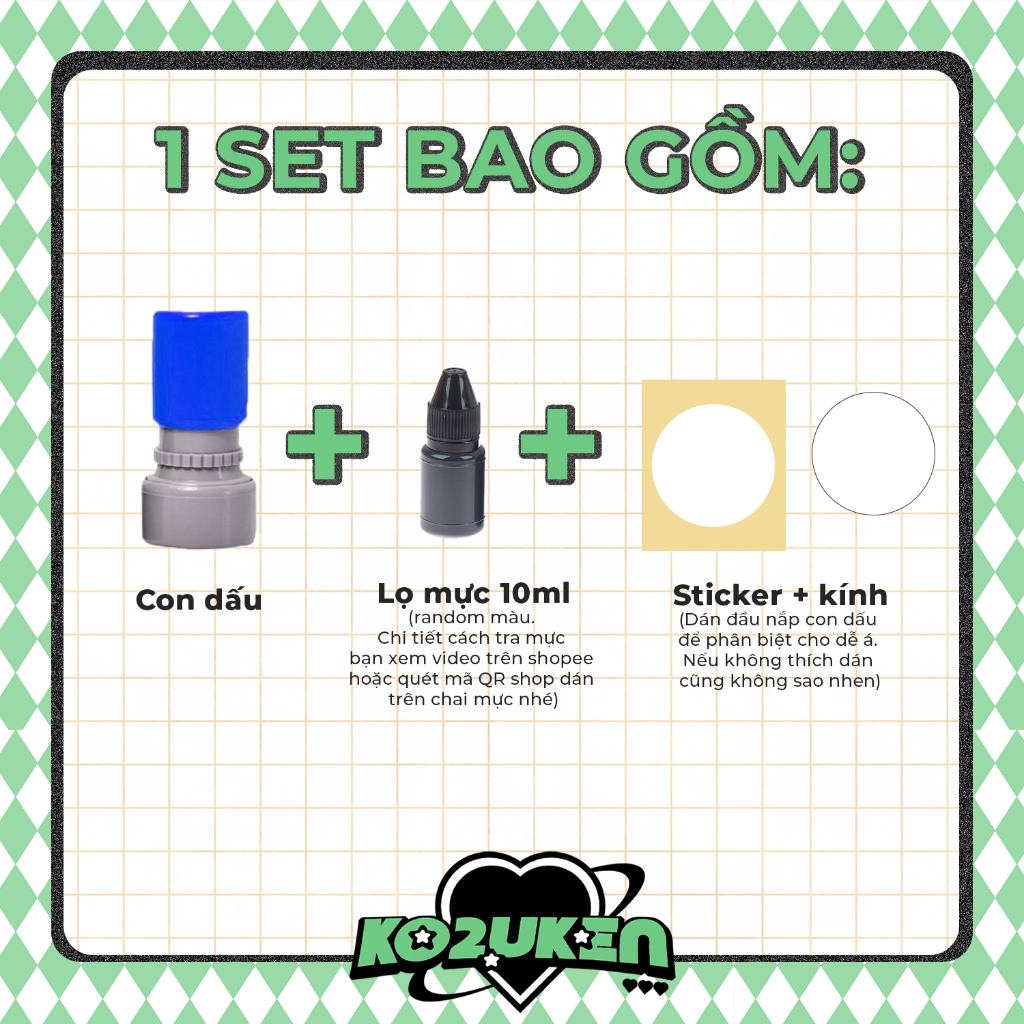 CON DẤU CHÂM MỰC 25mm KO2UKEN >