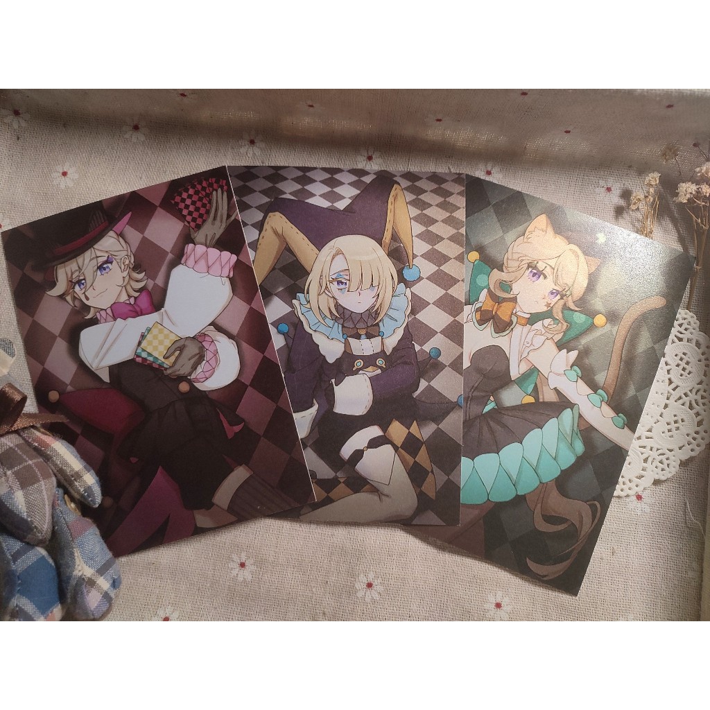 SET Postcard/Artprint The circus - ba anh em Lyney/Lynette/Freminet