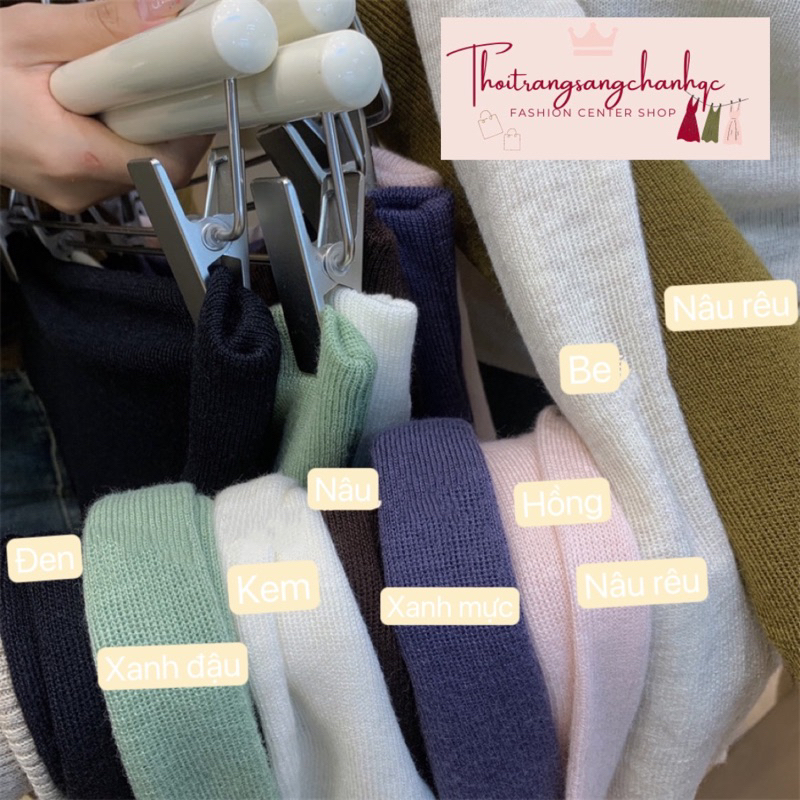 Áo len trễ vai chất len mịn mỏng thu đông thiết kế sang trọng qc