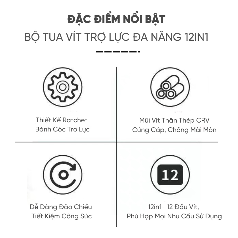 Tua Vít Trợ Lực Đảo Chiều Có Nam Châm Chất Liệu Thép CR-V Bền Bỉ