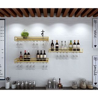 Giá treo ly và để rượu vang gắn tường 60x25x20cm