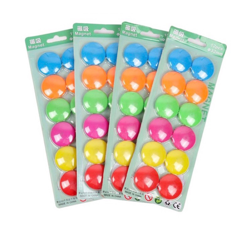 Nam Châm Tròn Vỉ 12 Viên Phụ Kiện Gắn Bảng Từ