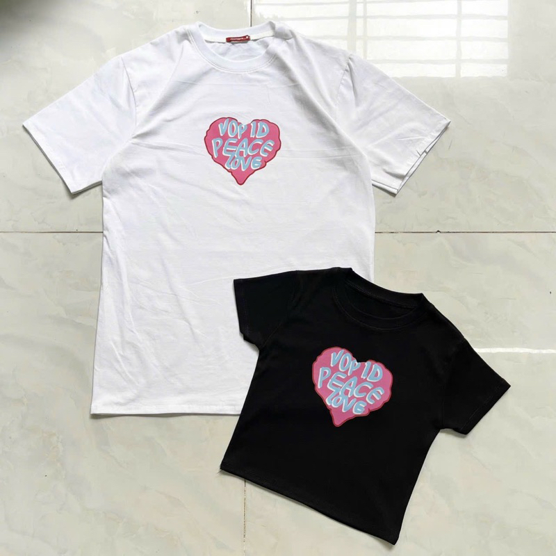 Áo thun crotop đôi, Áo đôi thun áo phông croptop baby tee, áo thun tay ngắn màu đen/ trắng, áo crotop