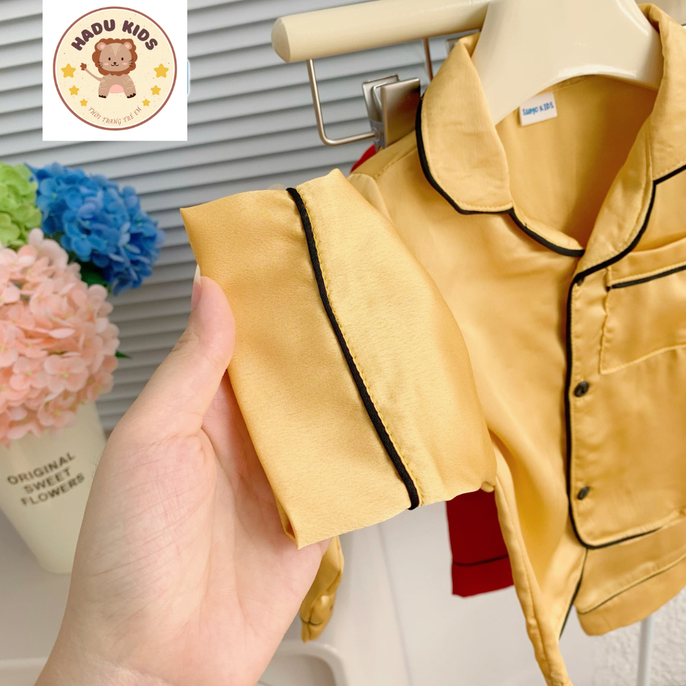 Pijama cho bé, bộ pijama cho bé trai, bé gái dài tay trơn chất lụa mềm mại, thoáng mát- HADU KIDS 7-28kg