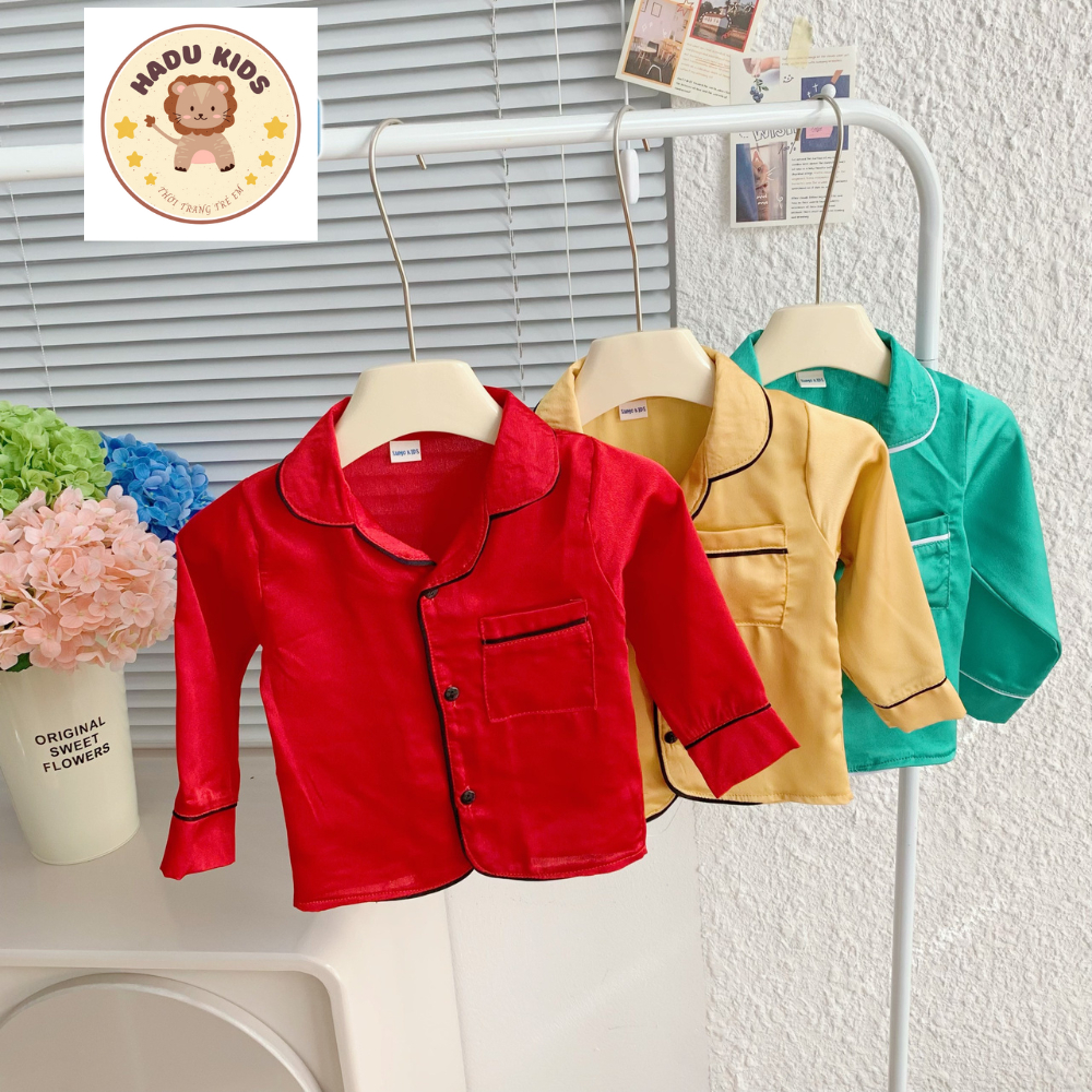 Pijama cho bé, bộ pijama cho bé trai, bé gái dài tay trơn chất lụa mềm mại, thoáng mát- HADU KIDS 7-28kg