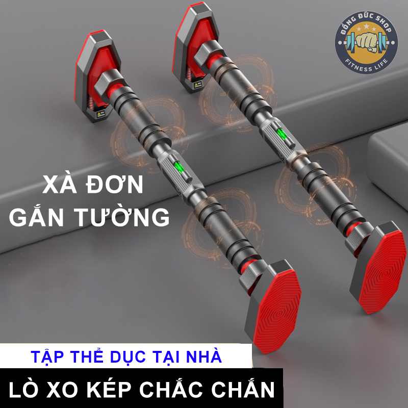 Xà đơn treo tường chống xoay - Thanh xà đơn gắn cửa đa năng tập gym thế hệ mới kích thước tùy chỉnh từ 65 -160cm
