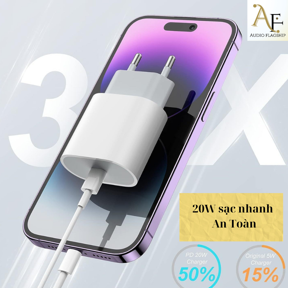 Bộ Sạc nhanh chính hãng cáp Type Cvdành cho dòng Ip 7,8,X,XS,11,12,13,14,15,pro
