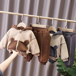Bộ Áo Khoác Quần Nỉ Thu Đông Cho Bé, Bộ Nỉ Bông Tai Gấu Cao Cấp Cho Bé Trai Bé Gái Từ 6-28kg