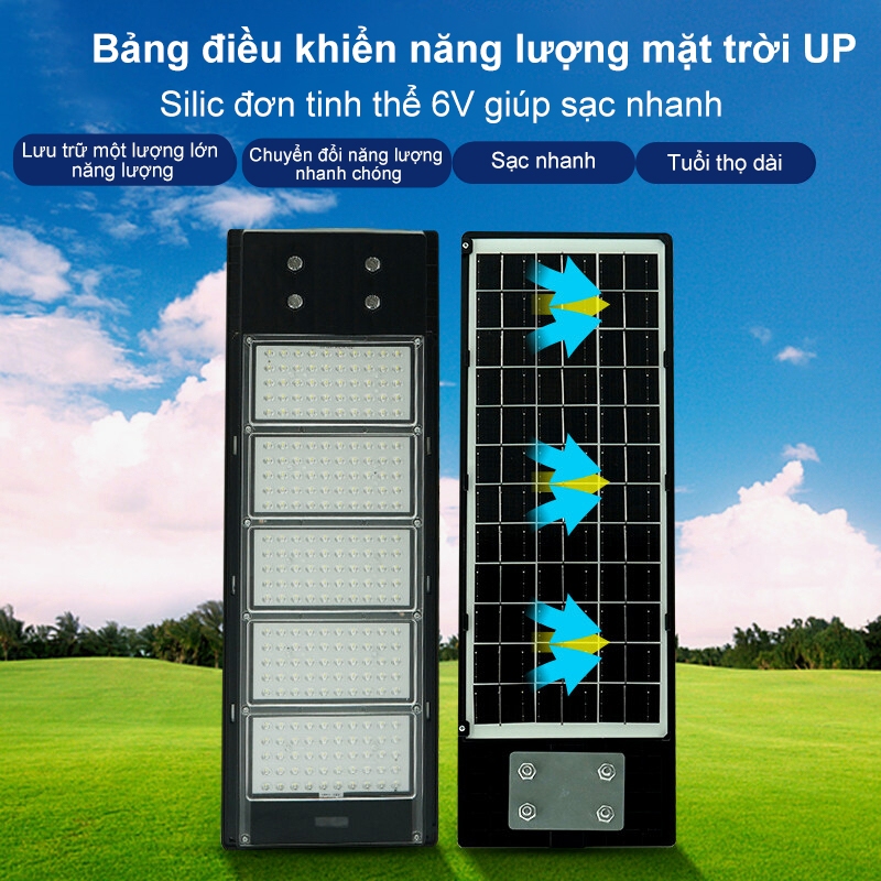 Đèn năng lượng mặt trời sân vườn 800W Đèn Cảm Biến Siêu Sáng có remote IP67 Chống Nước siêu mỏng thân đèn