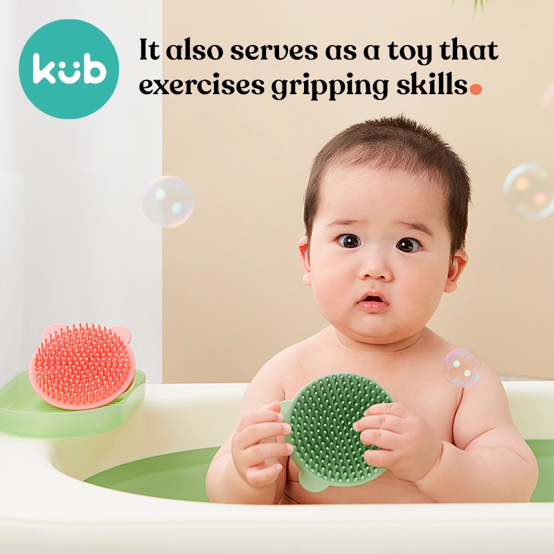 Bàn chải tắm và gội đầu silicon dễ thương cho bé KUB chà xát loại bỏ gàu