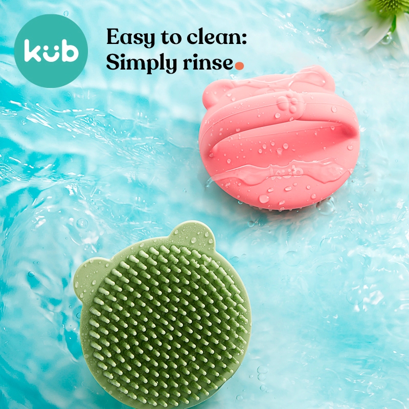 Bàn chải tắm và gội đầu silicon dễ thương cho bé KUB chà xát loại bỏ gàu