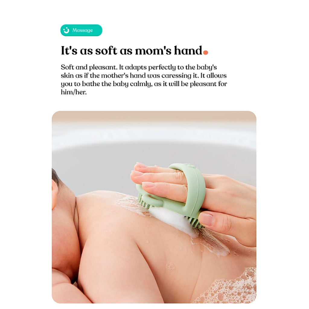 Bàn chải tắm và gội đầu silicon dễ thương cho bé KUB chà xát loại bỏ gàu