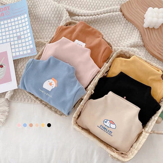 Áo giữ nhiệt cho bé, áo zip lông cổ 3 phân in hình siêu cute cho bé trai và bé gái