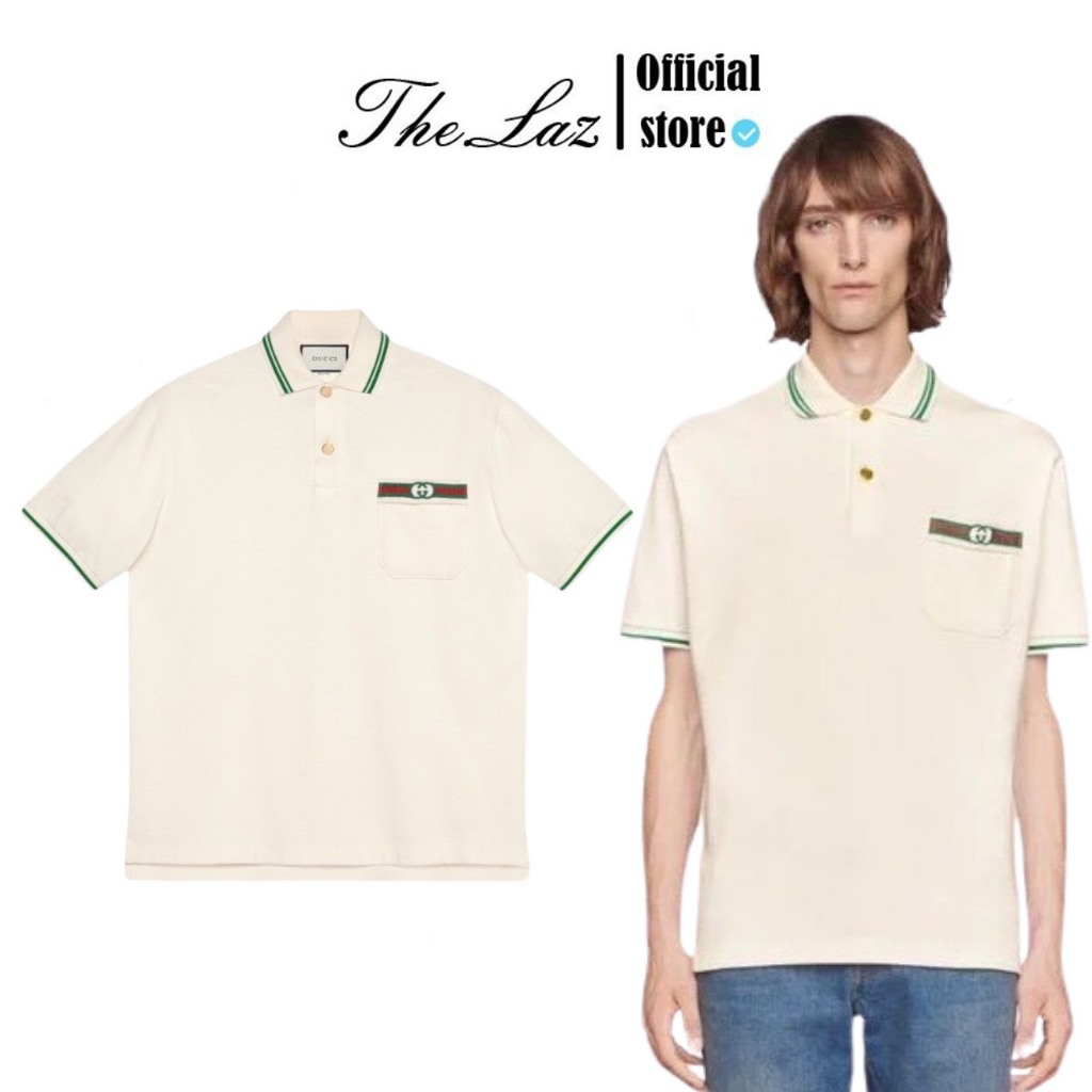 Áo  POLO GUCCI WITH WEB G Thêu Logo Túi xanh lá Thời Thượng