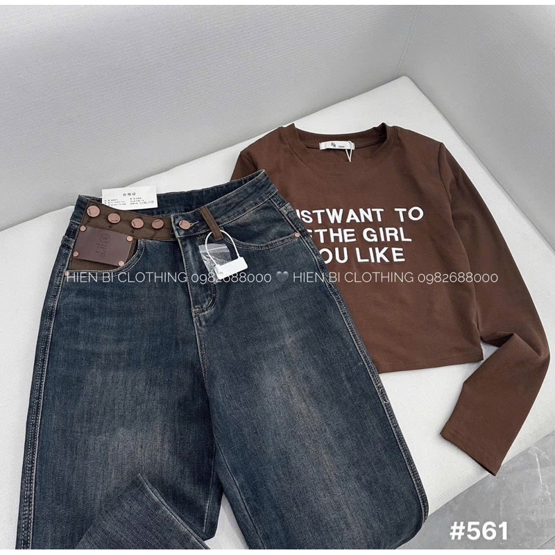 Quần baggy jeans phối cạp - mã 561