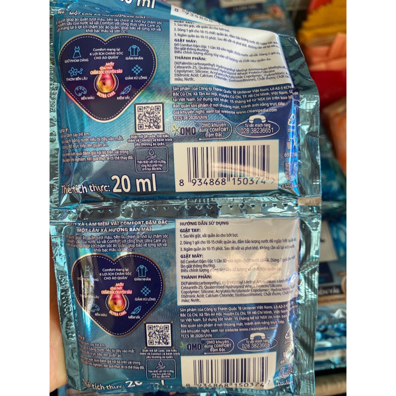 Dây Nước Xả Vải Làm Mềm 1 lần xả hương ban mai  Comfort Đậm Đặc