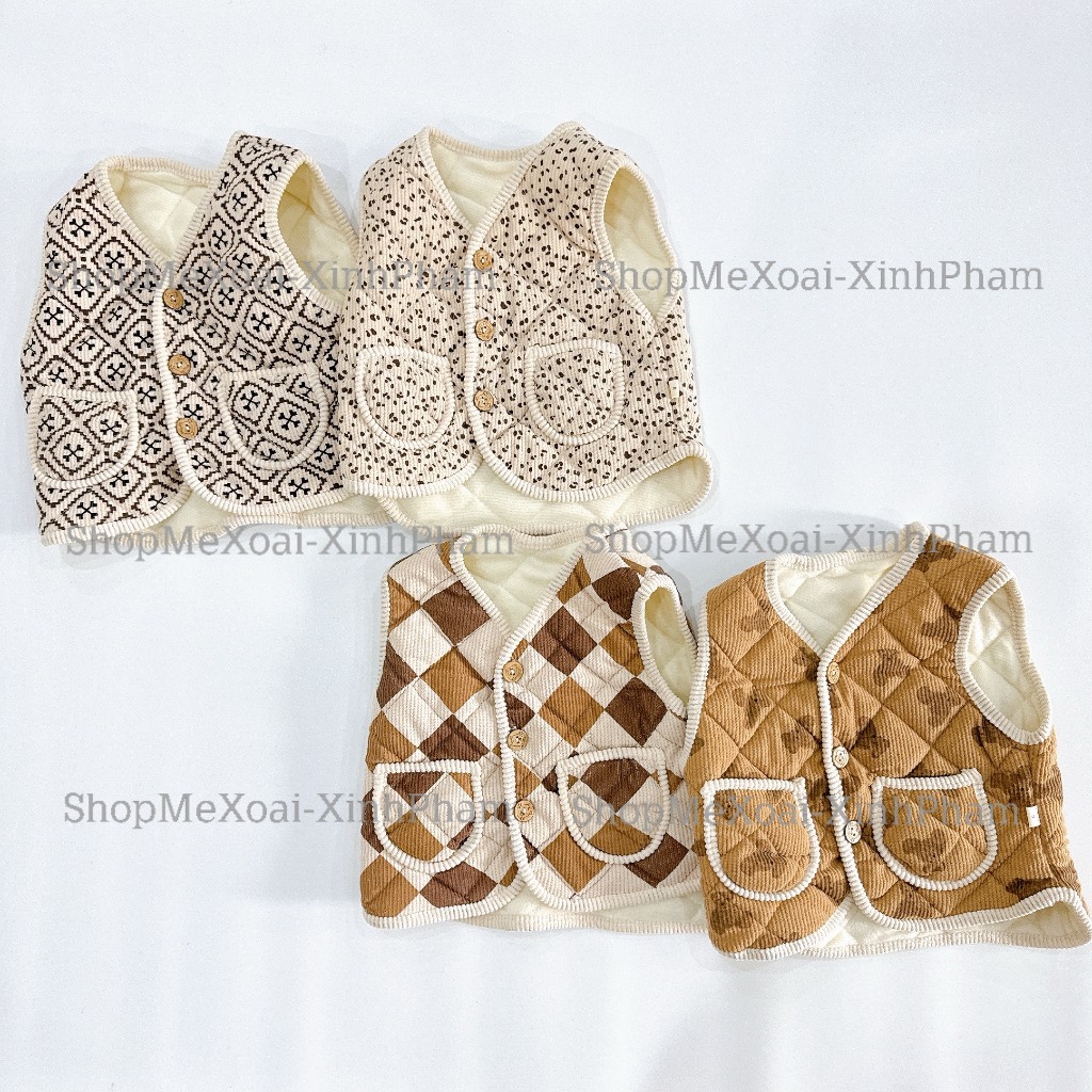 Áo khoác nhí có túi , Gile Nhung lót Nỉ phong cách hàn quốc có túi size từ 6-15kg