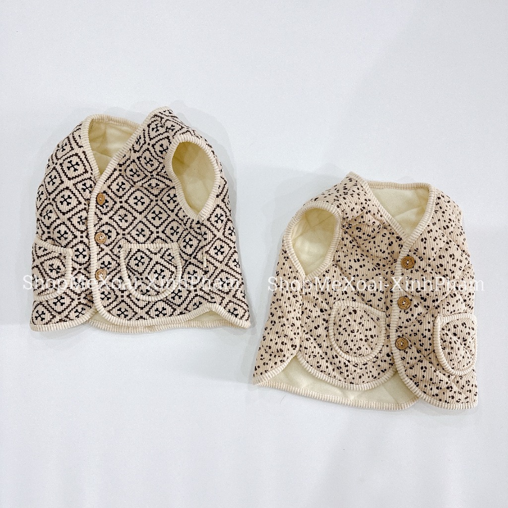 Áo khoác nhí có túi , Gile Nhung lót Nỉ phong cách hàn quốc có túi size từ 6-15kg