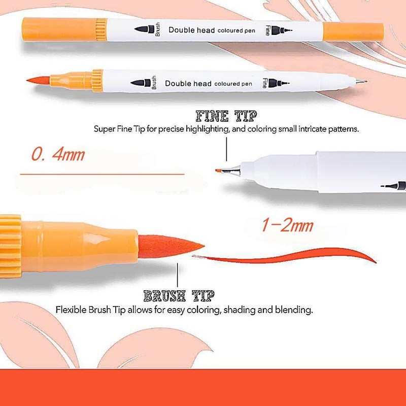 Bút dạ 12 màu 2 đầu viết calligraphy GEL PEN, bút brush nhiều màu sắc dễ thương dành cho học sinh