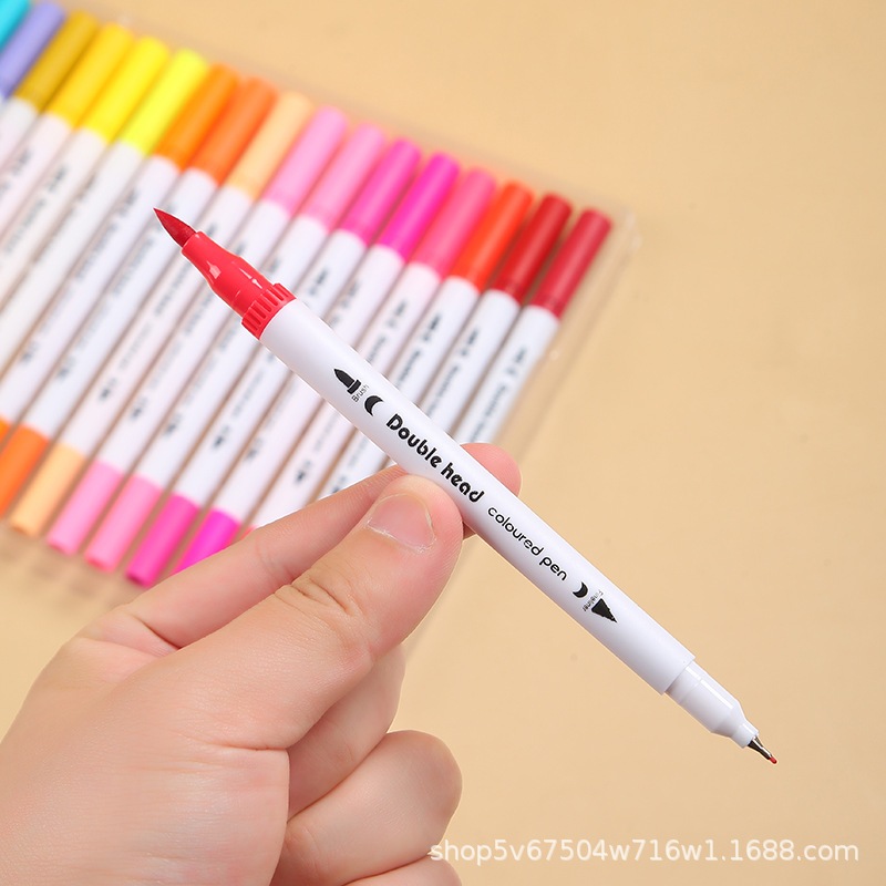 Bút dạ 12 màu 2 đầu viết calligraphy GEL PEN, bút brush nhiều màu sắc dễ thương dành cho học sinh
