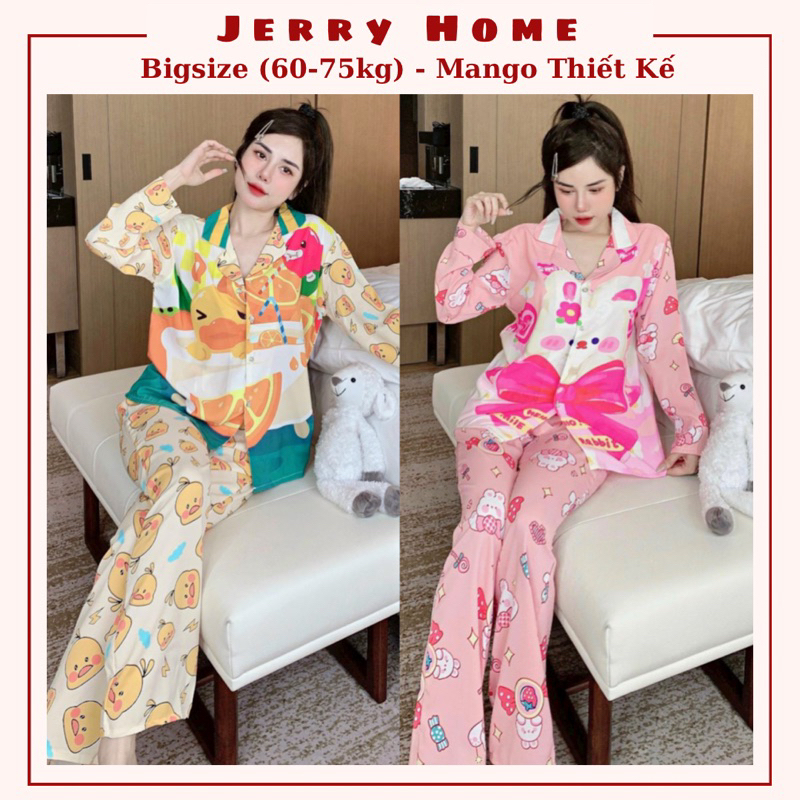 Đồ Bộ Bigsize 60-75kg, Pijama Mặc Nhà Tay Dài Quần Dài Hàng Thiết Kế Chất Liệu Mango