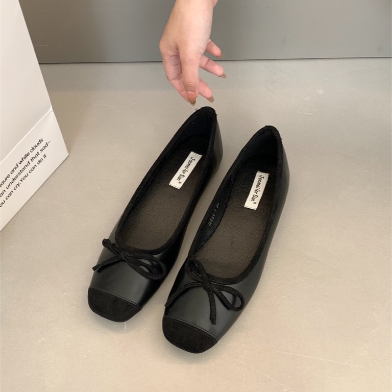 Giày búp bê nữ đế bệt hoạ tiết nơ nhỏ phong cách tiểu thư