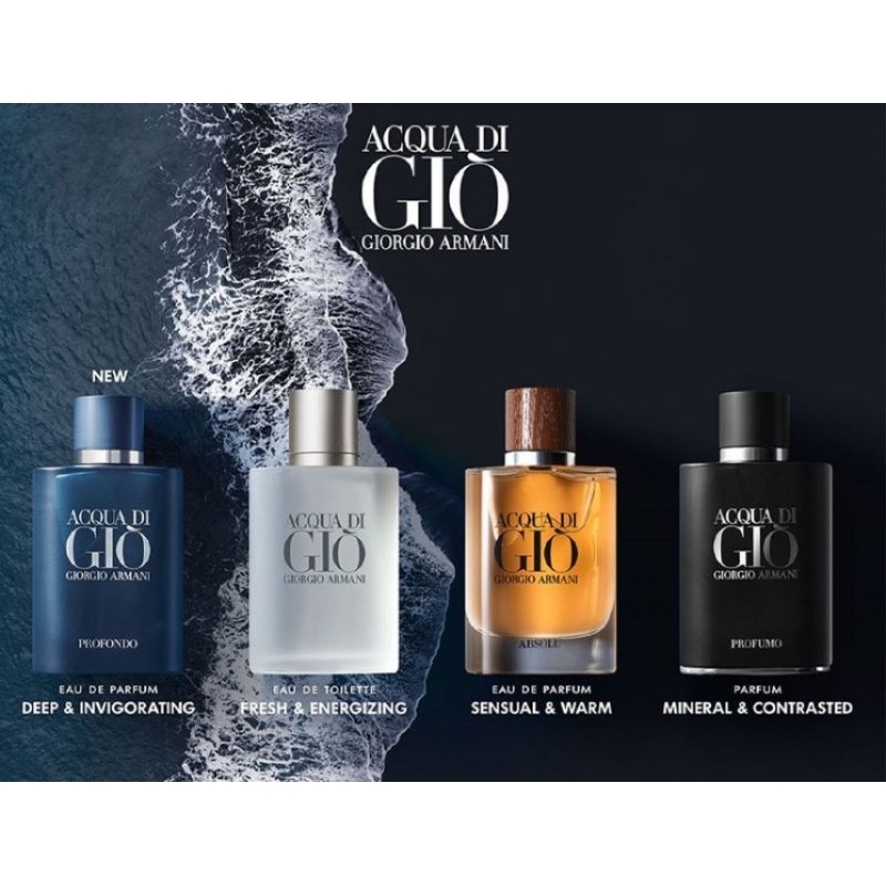 SET NƯỚC HOA NAM 𝐀𝐐𝐔𝐀 𝐃𝐈 𝐆𝐈𝐎 của nhà 𝐆𝐢𝐨𝐫𝐠𝐢𝐨 𝐀𝐫𝐦𝐚𝐧𝐢 MINI 4 CHAI 30ML🍒 LUU HƯƠNG TÔT-MÙI SANG CHẢNH🌾