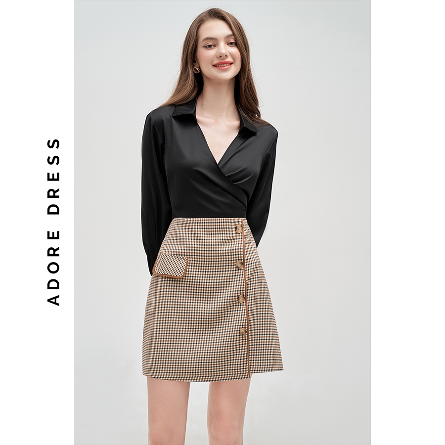 Chân váy Mini skirts casual style tuytsy houndstooth nâu 312SK1046 ADORE DRESS
