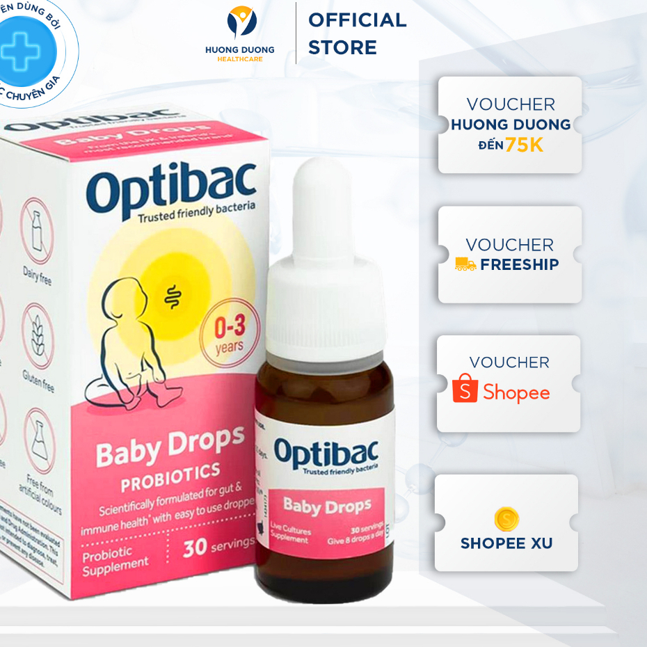 Bộ đôi Men vi sinh Optibac Probiotics Baby Drops, bảo vệ đường ruột, tăng đề kháng dạng giọt và Kẽm Biocare Zinc