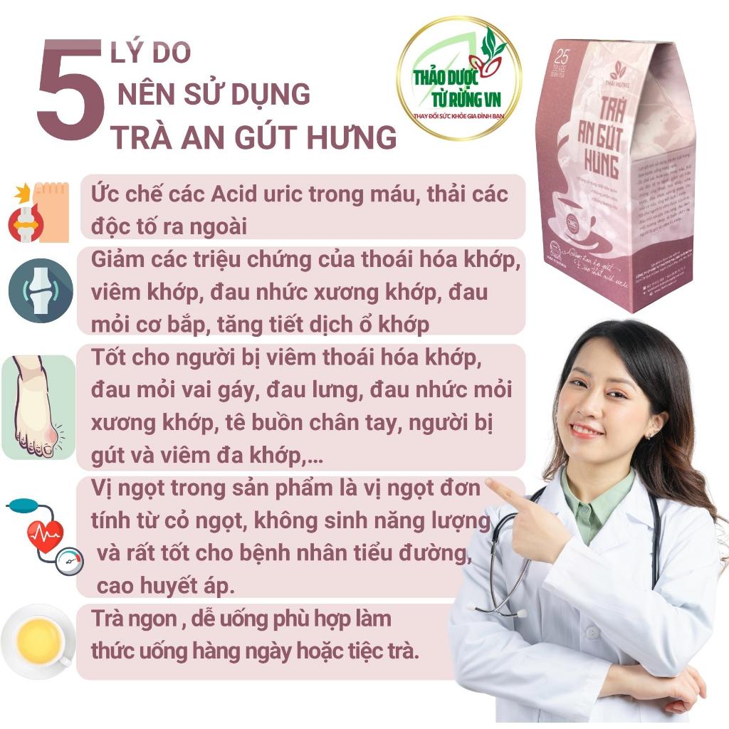 Trà Xương Khớp AN GÚT HƯNG Cho Người Gút, Viêm Thoái Hóa Khớp, Viêm Đa Khớp 25 Gói 125g Thảo Dược Từ Rừng VN
