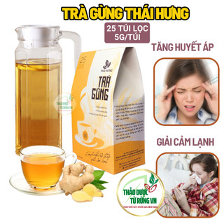 Trà Gừng Thái Hưng Tăng Huyết Áp Giải Cảm Lạnh 25 Túi Lọc 125g Thảo Dược Từ Rừng VN